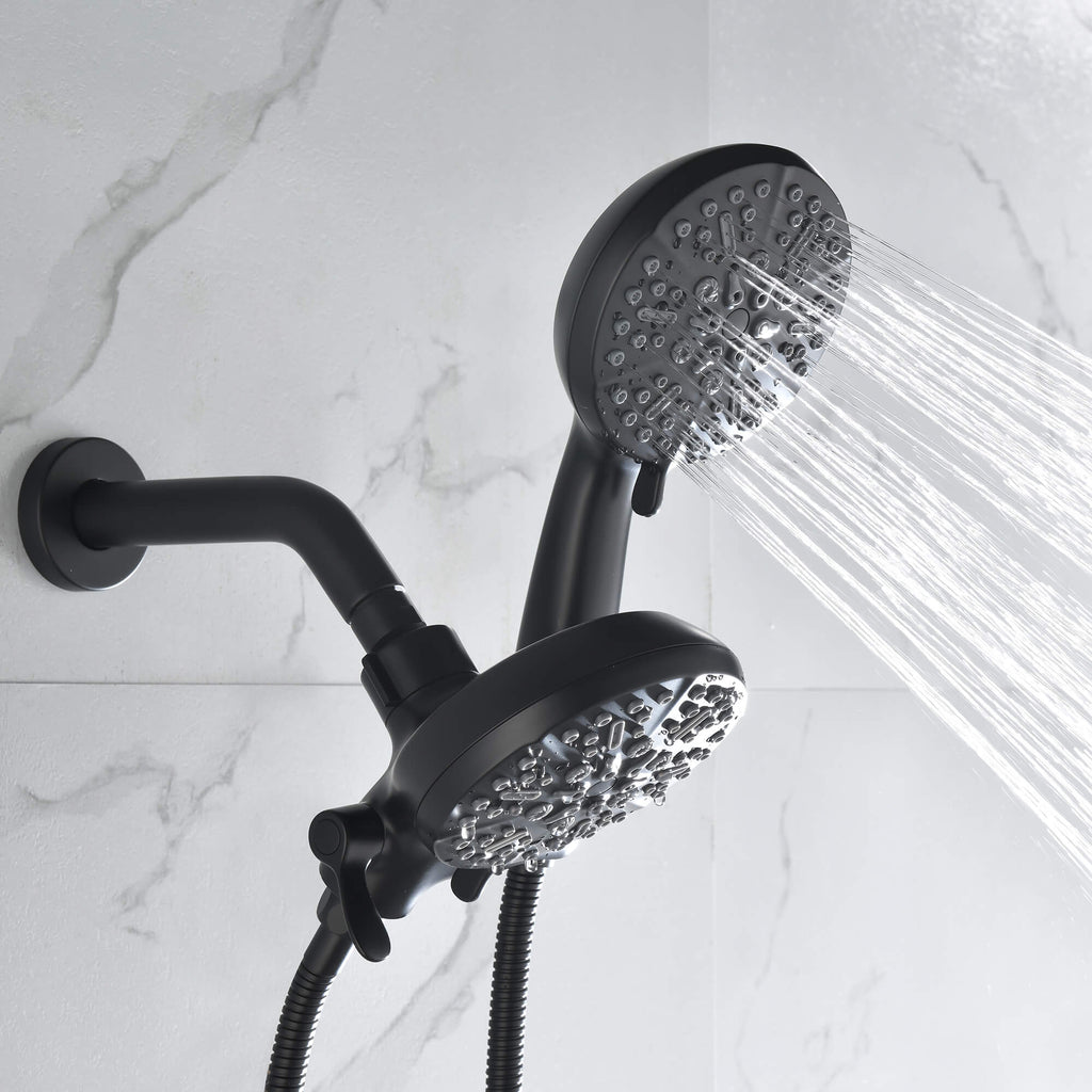 Dual-Head Shower System with 7-Function Rain Head and Handheld Spray Combo