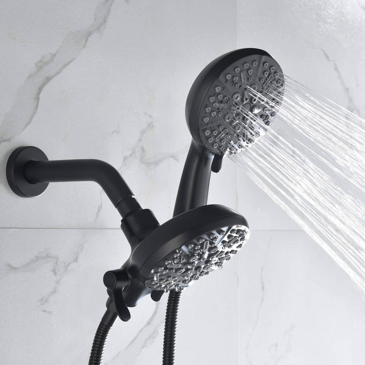 Dual-Head Shower System with 7-Function Rain Head and Handheld Spray Combo