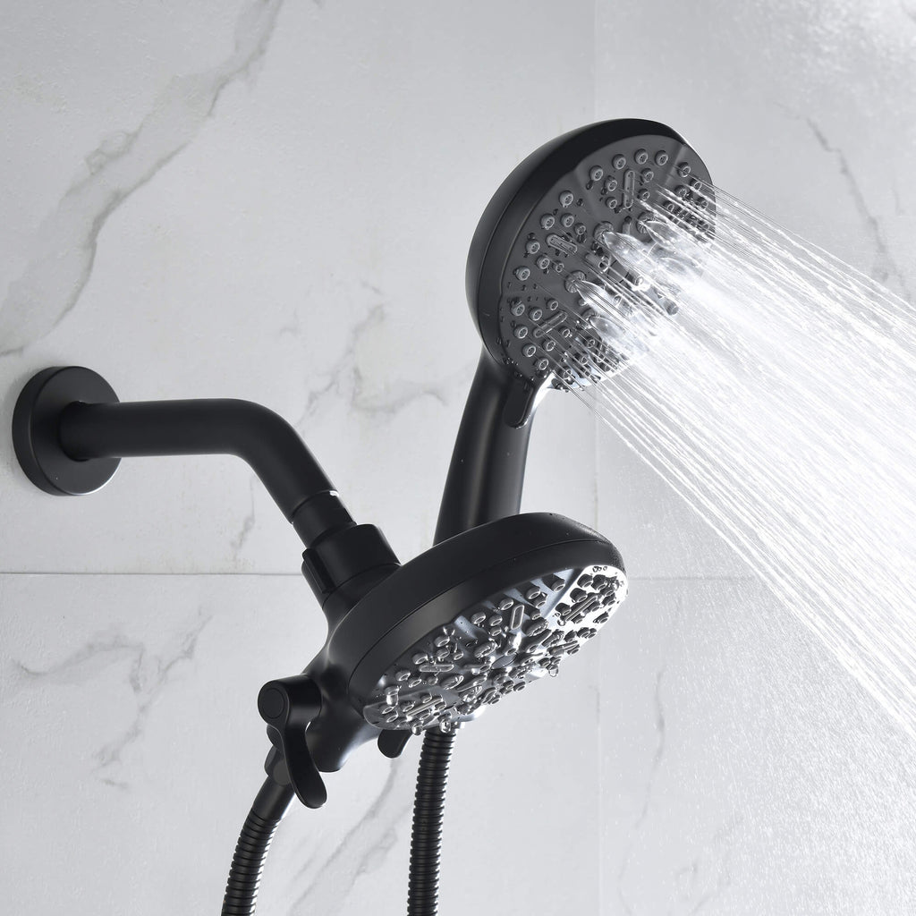 Dual-Head Shower System with 7-Function Rain Head and Handheld Spray Combo