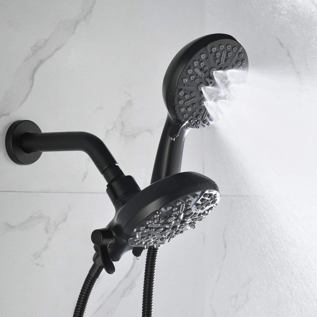 Dual-Head Shower System with 7-Function Rain Head and Handheld Spray Combo