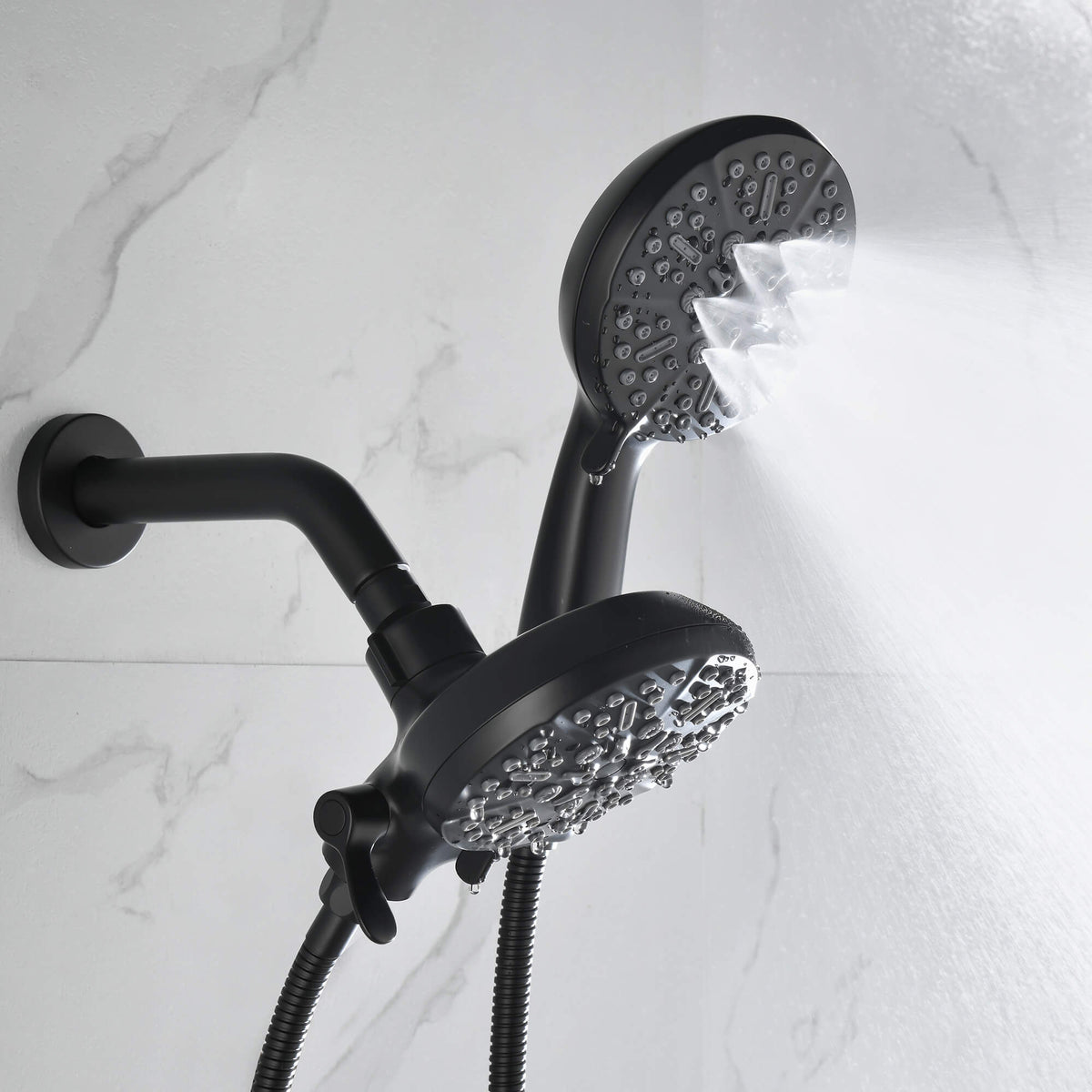 Dual-Head Shower System with 7-Function Rain Head and Handheld Spray Combo