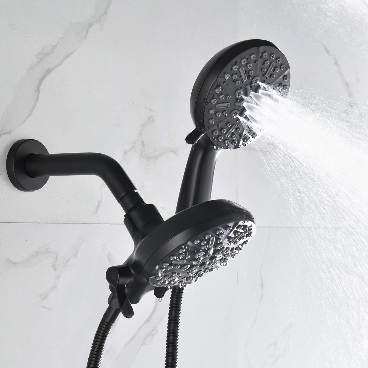 Dual-Head Shower System with 7-Function Rain Head and Handheld Spray Combo