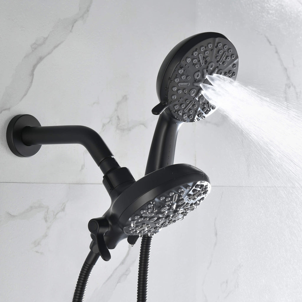 Dual-Head Shower System with 7-Function Rain Head and Handheld Spray Combo