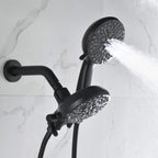 Dual-Head Shower System with 7-Function Rain Head and Handheld Spray Combo