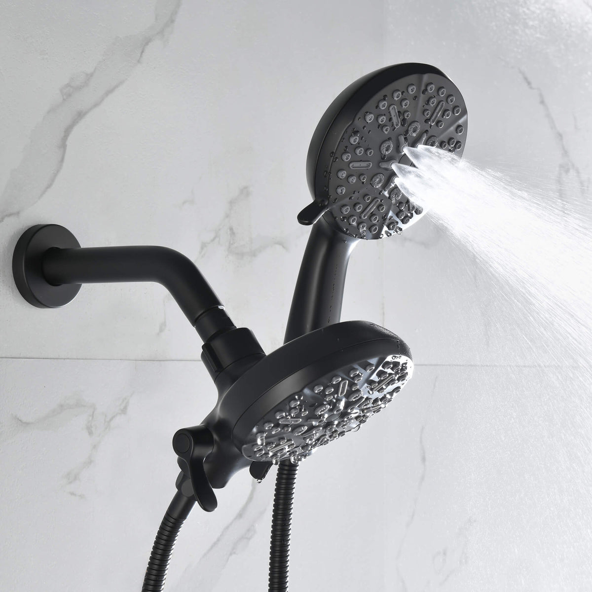 Dual-Head Shower System with 7-Function Rain Head and Handheld Spray Combo