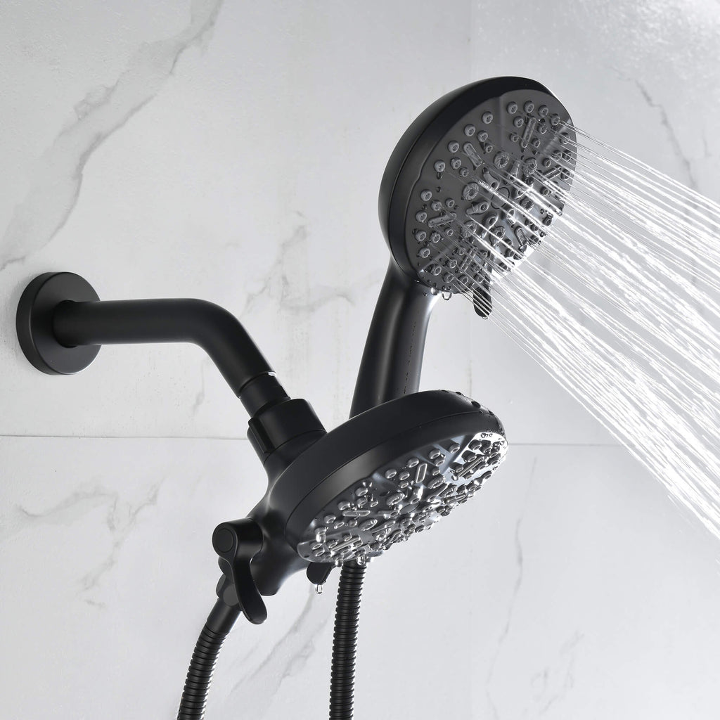 Dual-Head Shower System with 7-Function Rain Head and Handheld Spray Combo