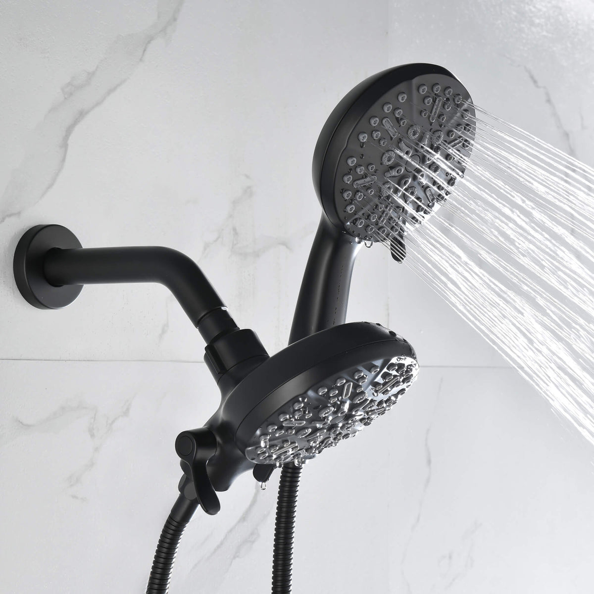 Dual-Head Shower System with 7-Function Rain Head and Handheld Spray Combo