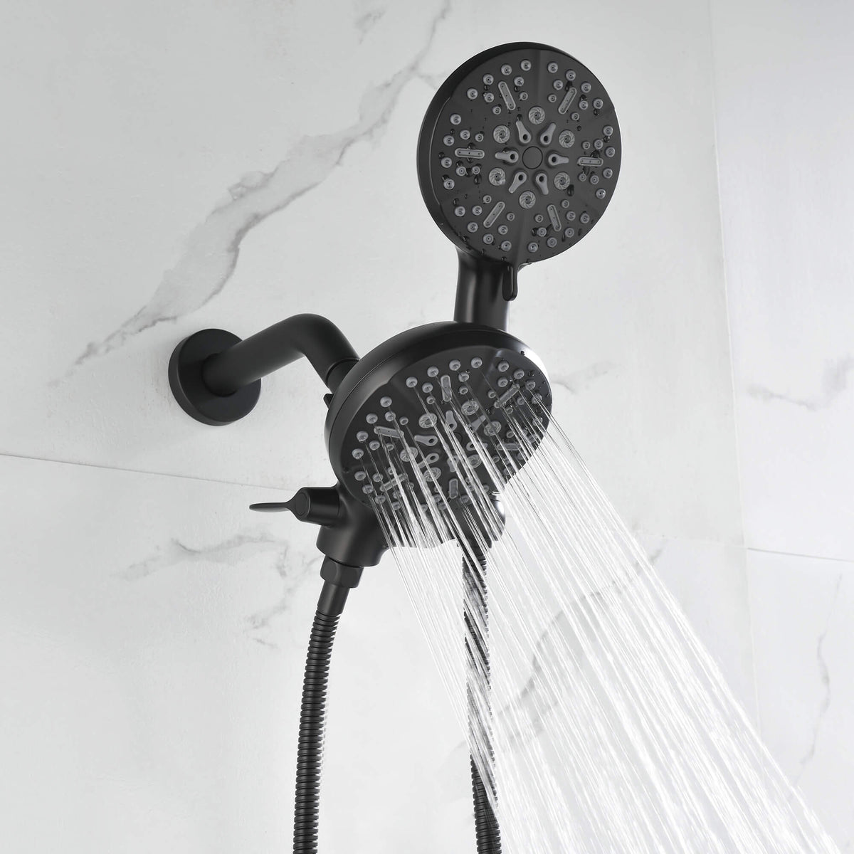 Dual-Head Shower System with 7-Function Rain Head and Handheld Spray Combo