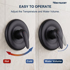 Modern Round Rain Shower System with 5-Function Spray and Integrated Tub Spout