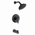 Modern Round Rain Shower System with 5-Function Spray and Integrated Tub Spout