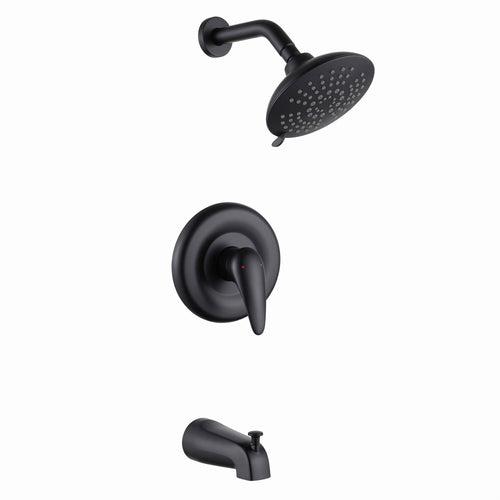 Modern Round Rain Shower System with 5-Function Spray and Integrated Tub Spout