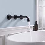 Fast Flow Modern Wall Mount Tub Faucet with 2 Handles & Swivel Spout