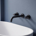 Fast Flow Modern Wall Mount Tub Faucet with 2 Handles & Swivel Spout