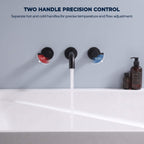 Fast Flow Modern Wall Mount Tub Faucet with 2 Handles & Swivel Spout