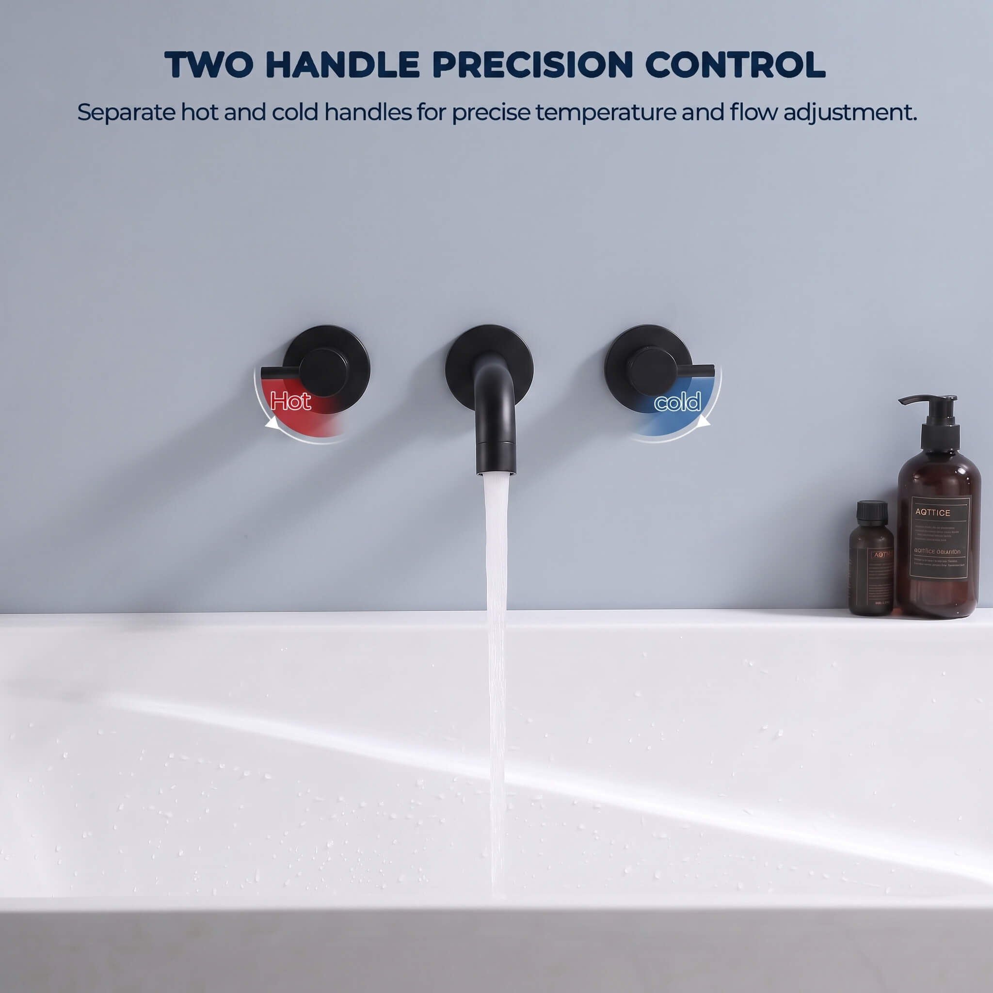 Fast Flow Modern Wall Mount Tub Faucet with 2 Handles & Swivel Spout