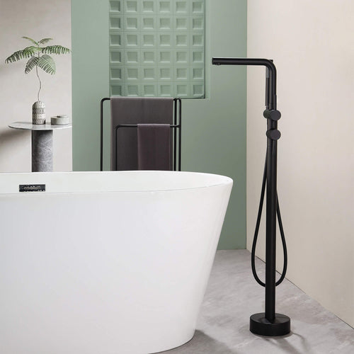 Swivel Longer Tub Spout Freestanding Tub Faucet with Hand Shower