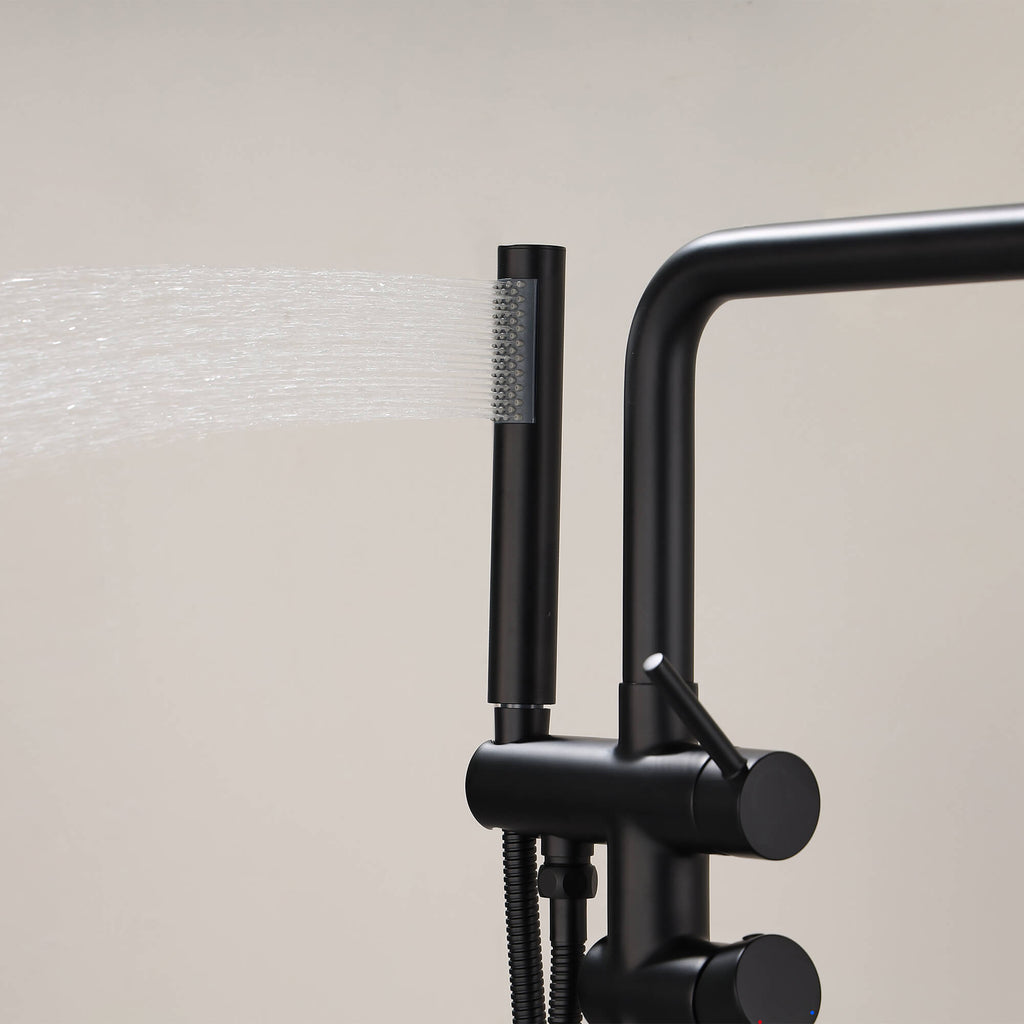 Swivel Longer Tub Spout Freestanding Tub Faucet with Hand Shower
