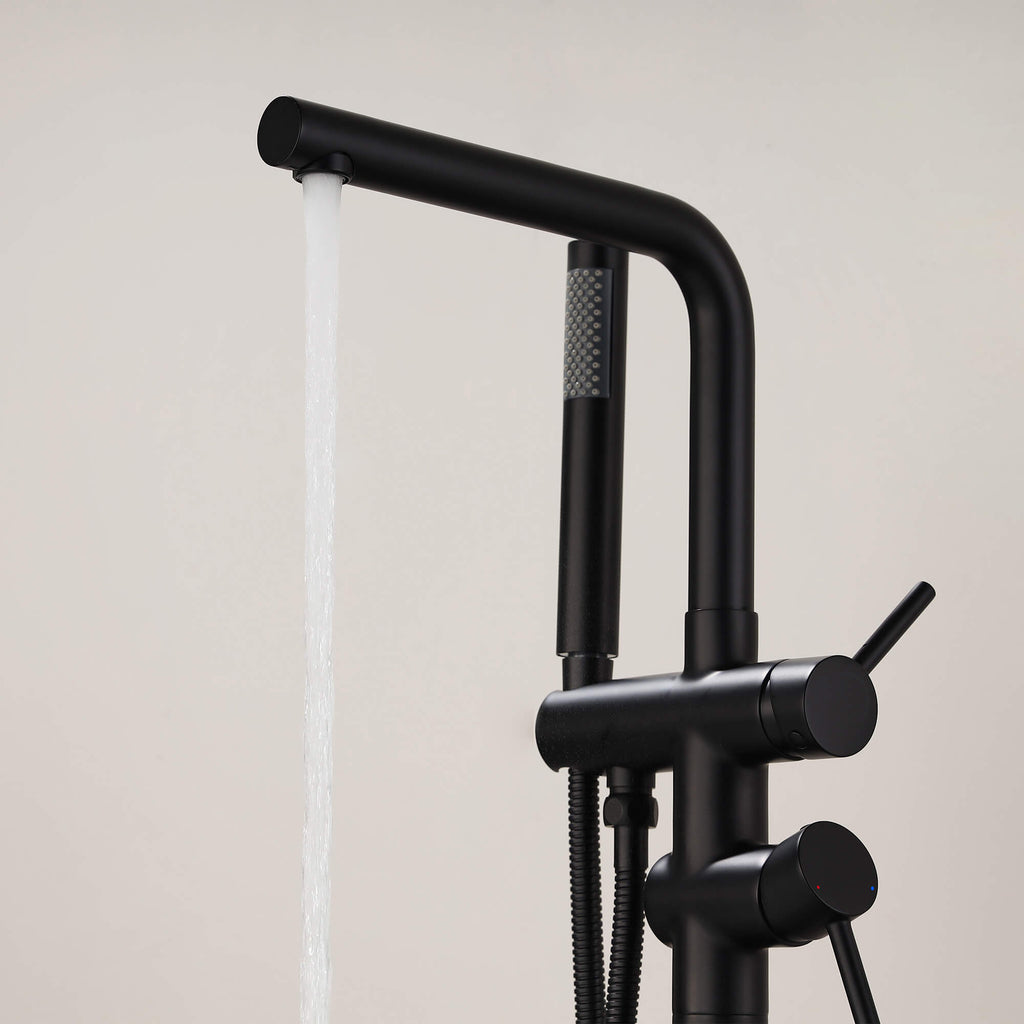 Swivel Longer Tub Spout Freestanding Tub Faucet with Hand Shower