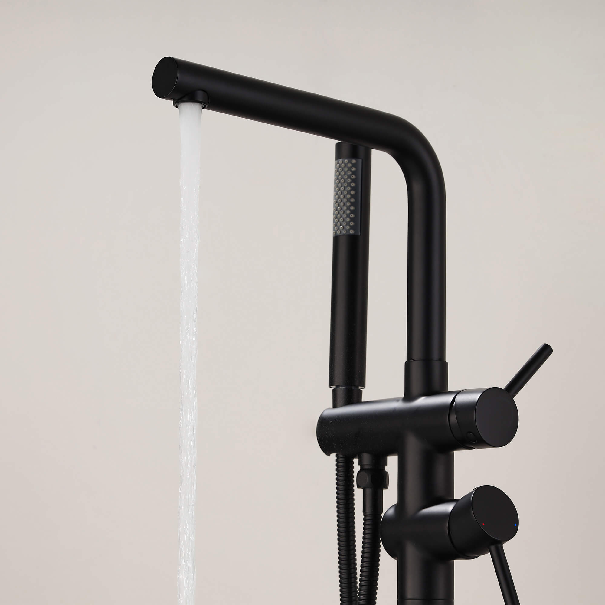 Swivel Longer Tub Spout Freestanding Tub Faucet with Hand Shower