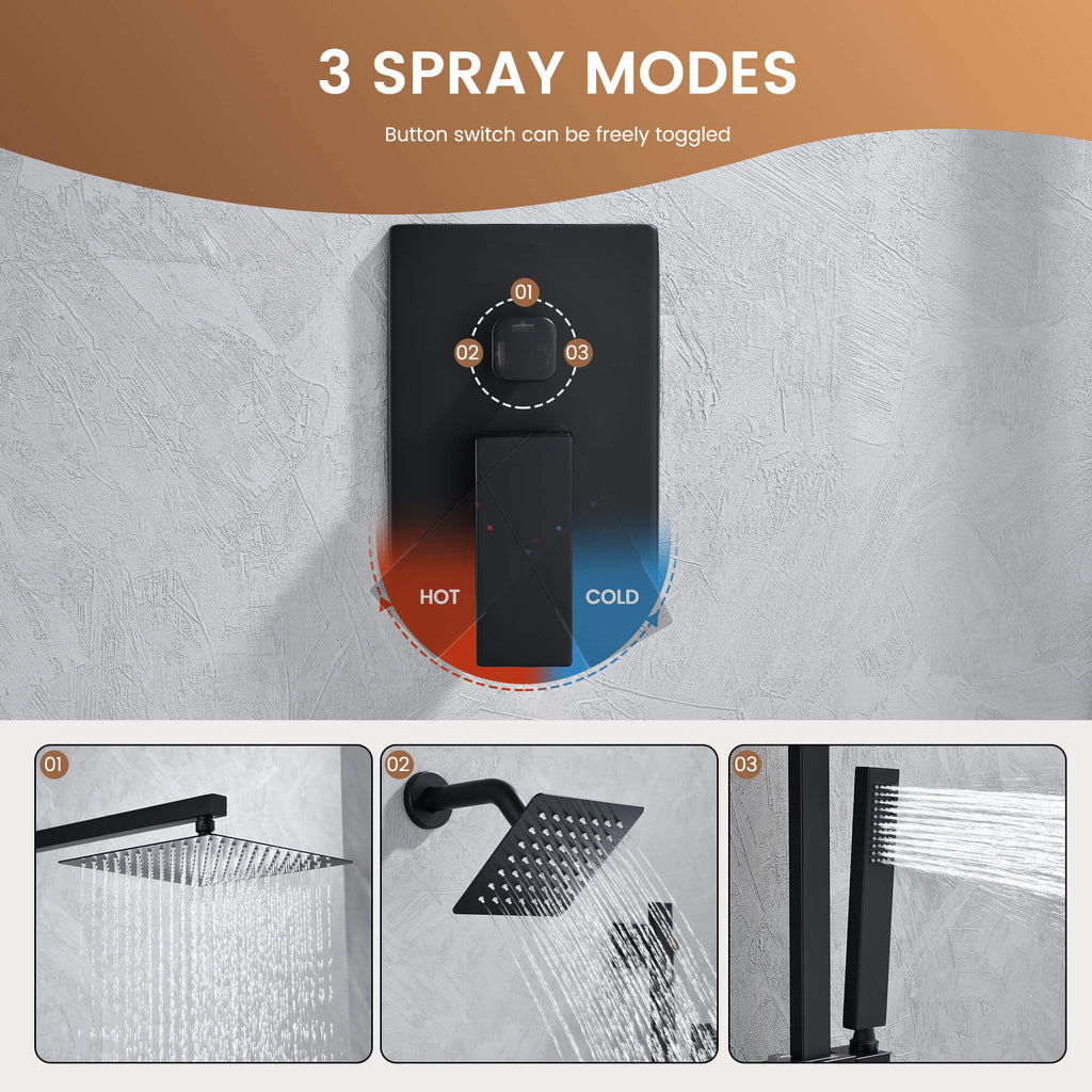 Luxury 3-Head Multi-Function Concealed Spa Shower System