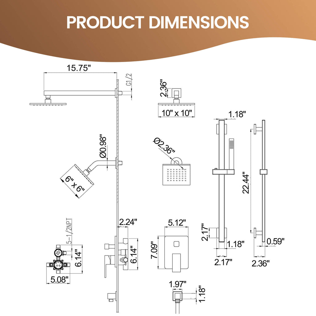 Luxury 3-Head Multi-Function Concealed Spa Shower System