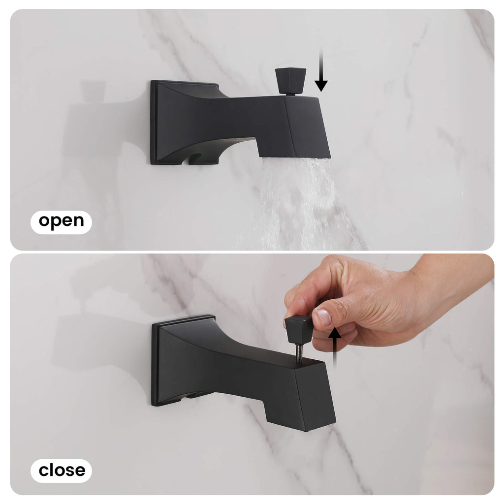 Minimalist 2-Function Shower System with High-Flow Tub Spout