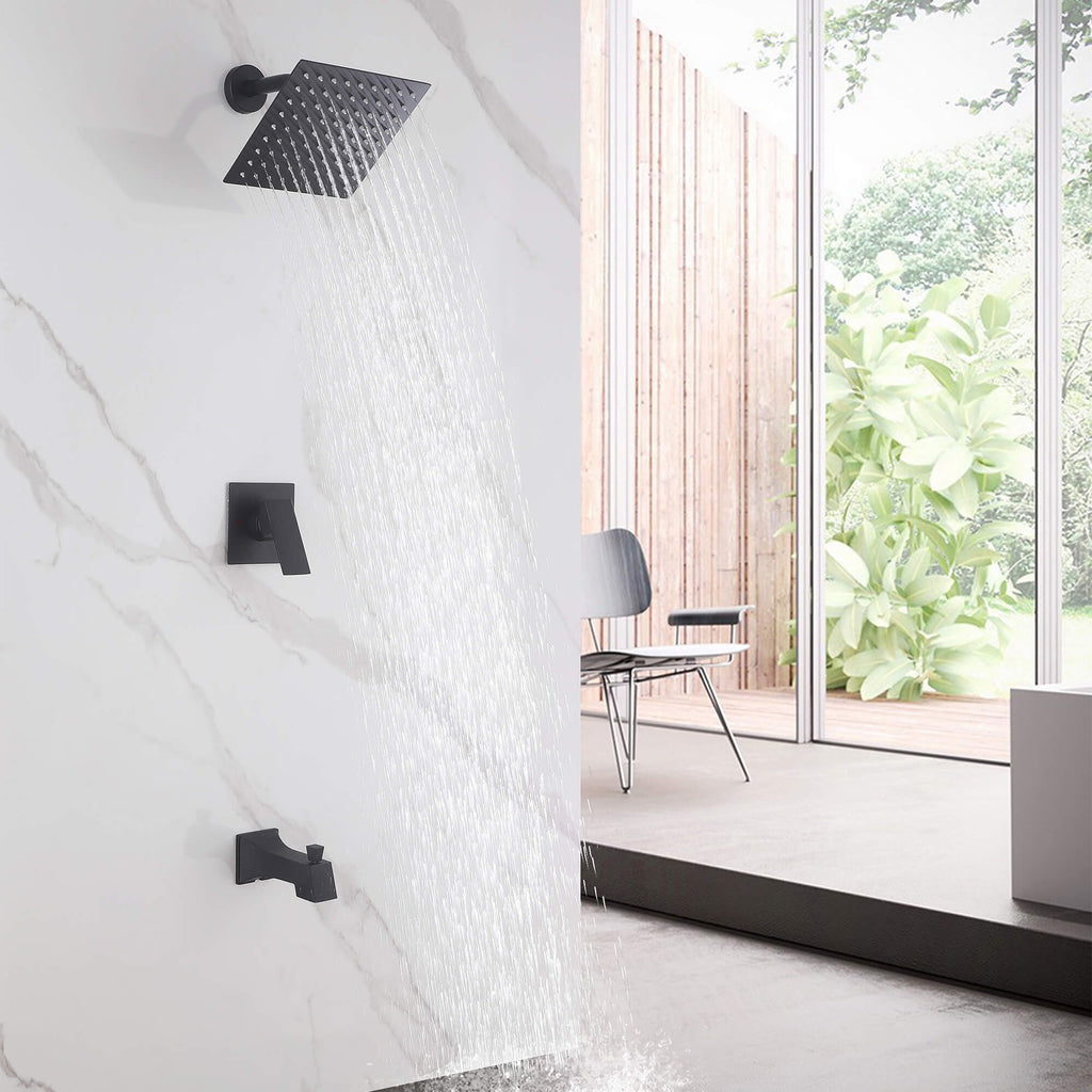 Minimalist 2-Function Shower System with High-Flow Tub Spout
