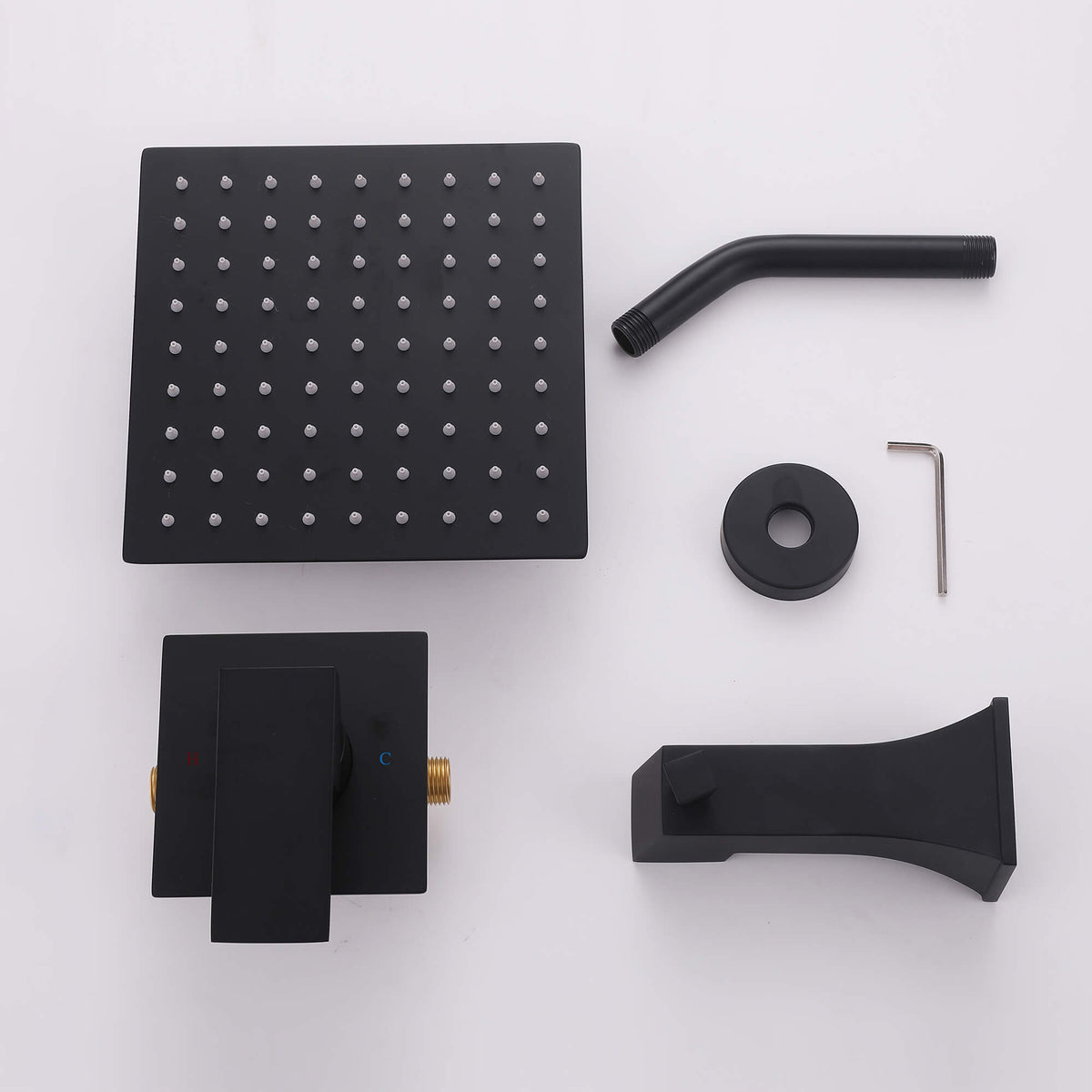Minimalist 2-Function Shower System with High-Flow Tub Spout