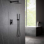 Minimalist Dual-Outlet Shower System with Ultra-Thin Square Rain Head and Linear Hand Shower