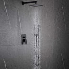 Minimalist Dual-Outlet Shower System with Ultra-Thin Square Rain Head and Linear Hand Shower