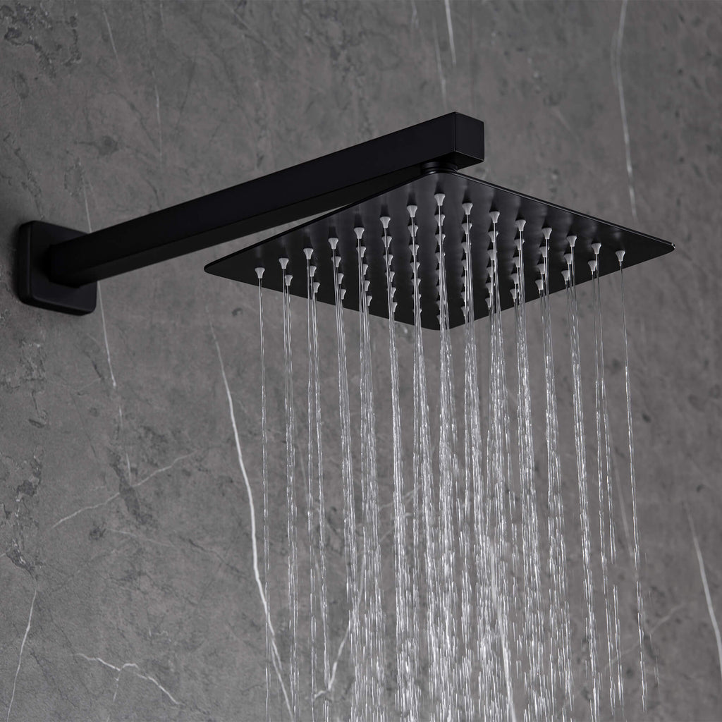 Minimalist Dual-Outlet Shower System with Ultra-Thin Square Rain Head and Linear Hand Shower