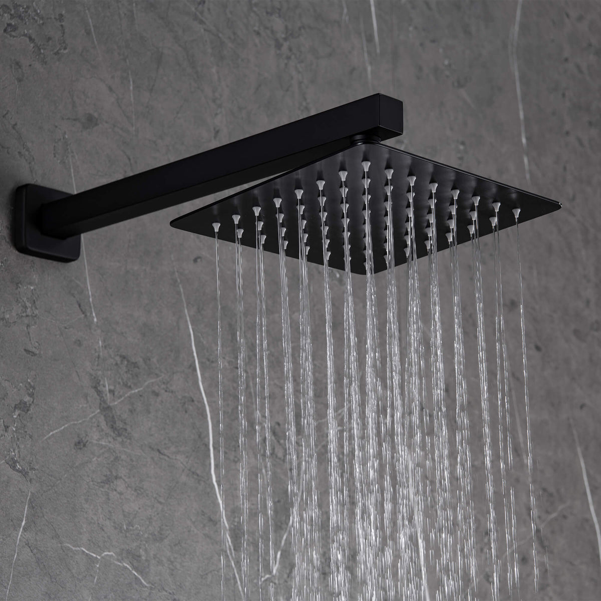 Minimalist Dual-Outlet Shower System with Ultra-Thin Square Rain Head and Linear Hand Shower