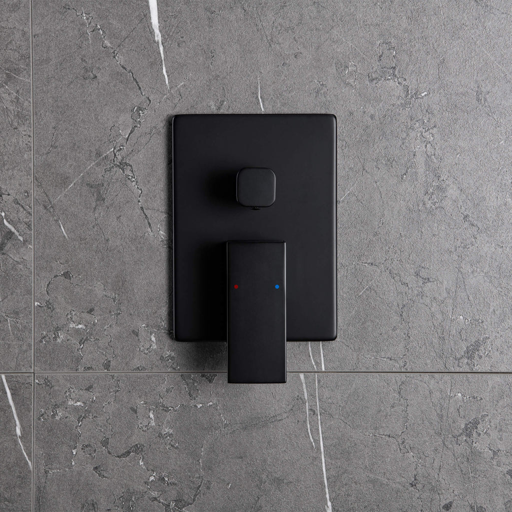 Minimalist Dual-Outlet Shower System with Ultra-Thin Square Rain Head and Linear Hand Shower