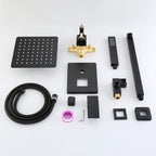 Minimalist Dual-Outlet Shower System with Ultra-Thin Square Rain Head and Linear Hand Shower