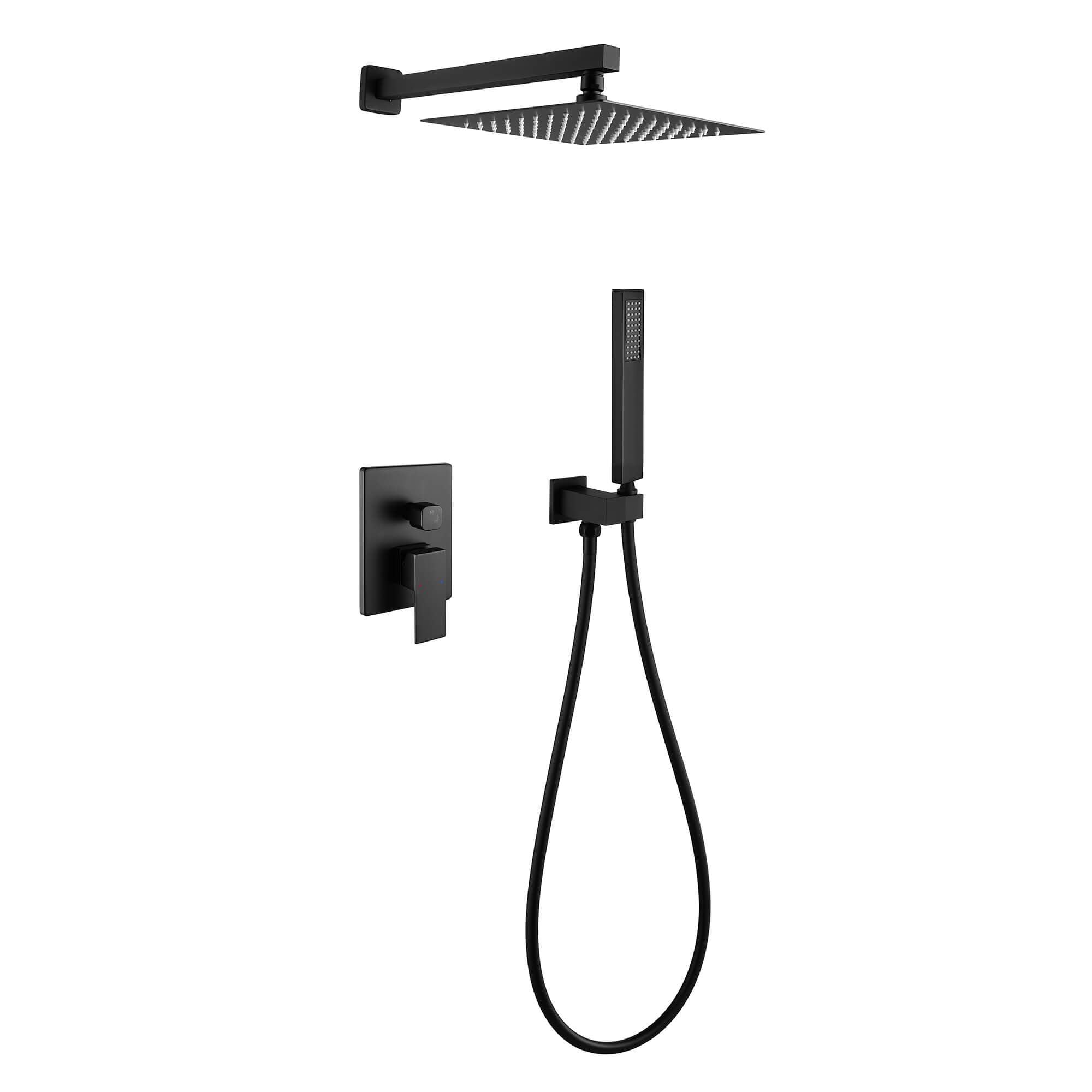 Minimalist Dual-Outlet Shower System with Ultra-Thin Square Rain Head and Linear Hand Shower
