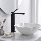 Minimalist Square Monolithic Single-Handle Tall Vessel Faucet