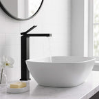 Minimalist Square Monolithic Single-Handle Tall Vessel Faucet