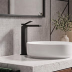 Minimalist Square Monolithic Single-Handle Tall Vessel Faucet