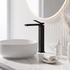 Minimalist Square Monolithic Single-Handle Tall Vessel Faucet