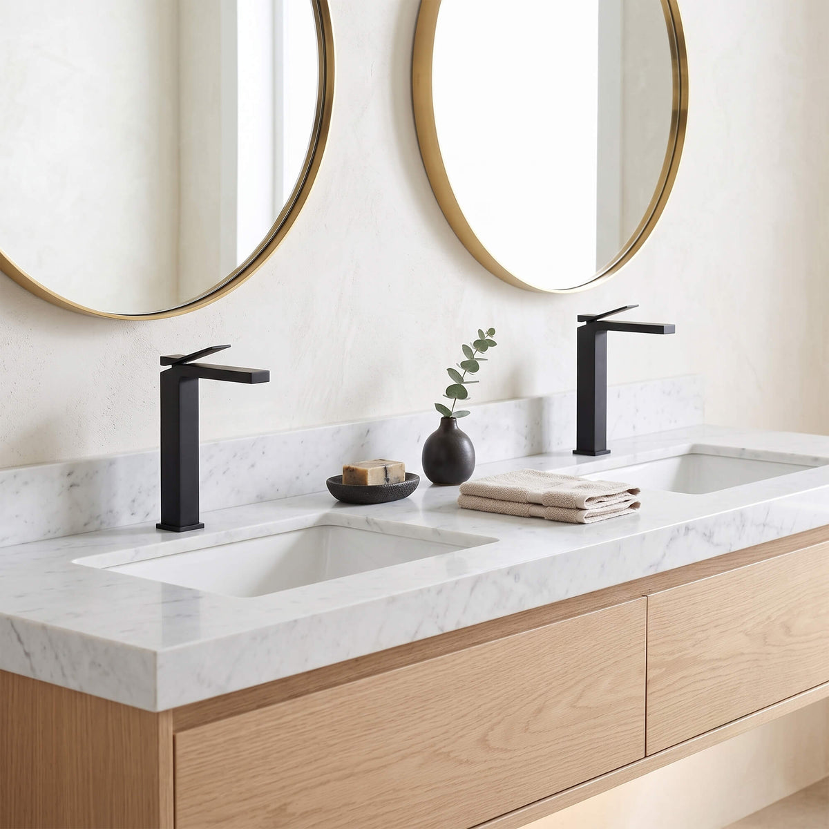 Minimalist Square Monolithic Single-Handle Tall Vessel Faucet
