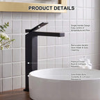 Minimalist Square Monolithic Single-Handle Tall Vessel Faucet