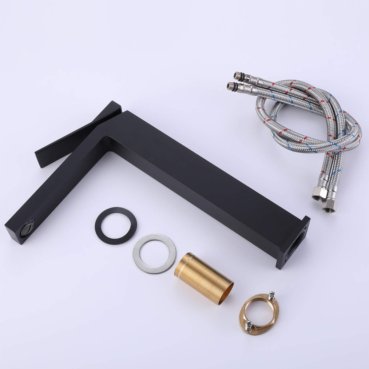Minimalist Square Monolithic Single-Handle Tall Vessel Faucet