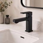 Geometric Single-Hole Bathroom Faucet with Removable Aerator