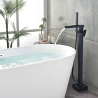 Cube Modern Solid Brass Freestanding Tub Filler Faucet with Hand Shower