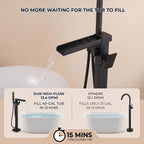 Fast-Filling Waterfall Freestanding Tub Faucet with Hand Shower