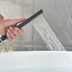 Cube Modern Solid Brass Freestanding Tub Filler Faucet with Hand Shower