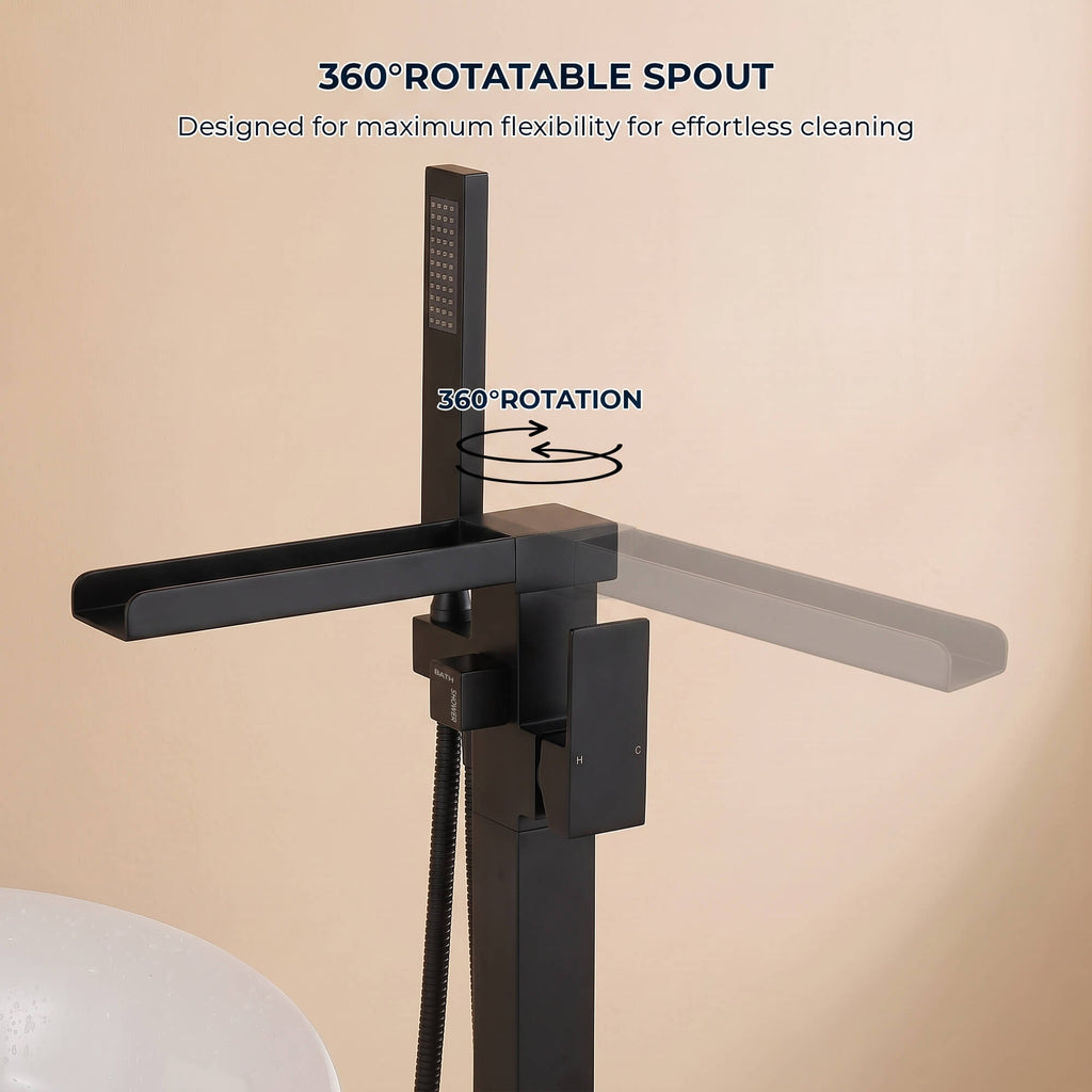 Fast-Filling Waterfall Freestanding Tub Faucet with Hand Shower