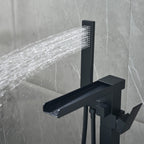 Cube Modern Solid Brass Freestanding Tub Filler Faucet with Hand Shower