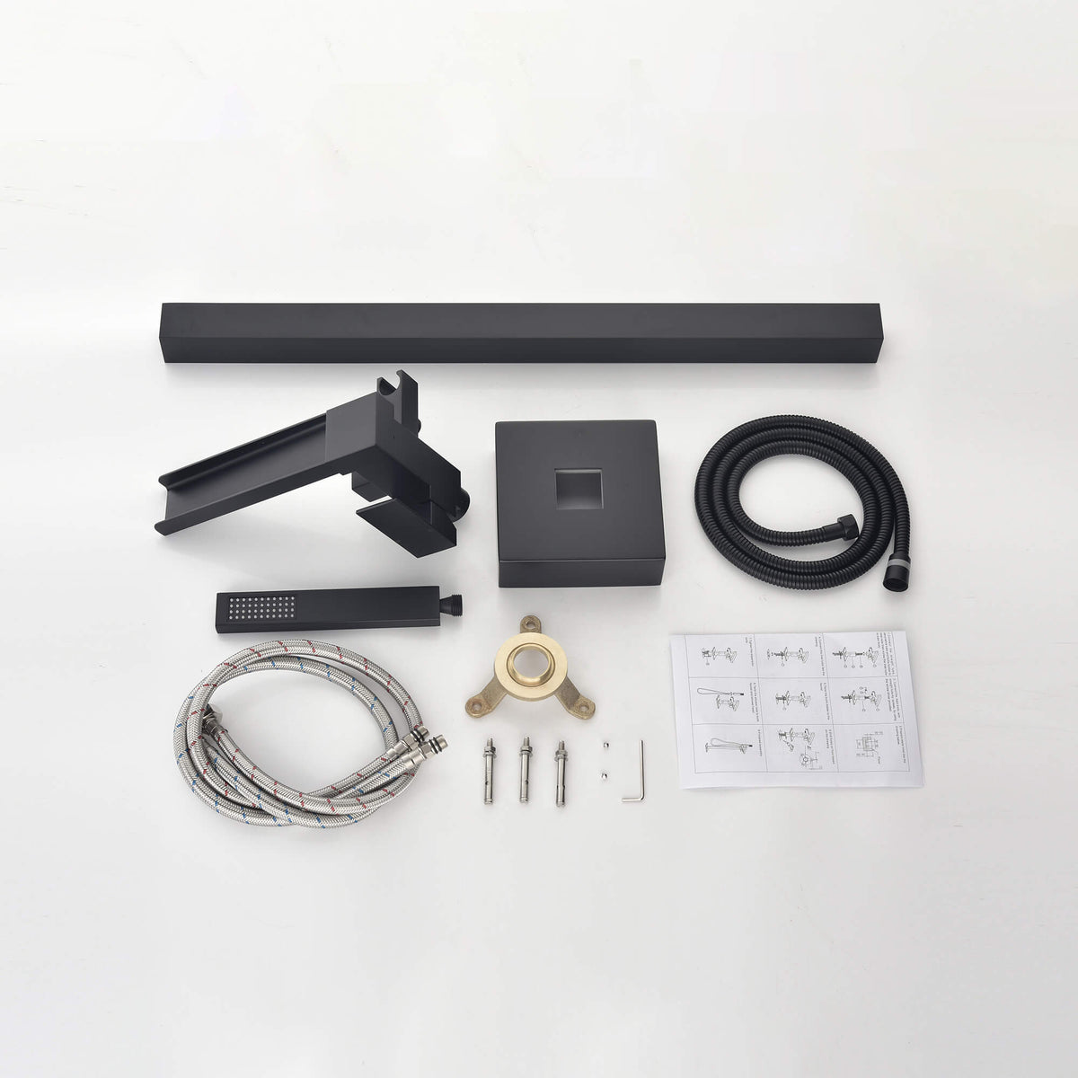 Cube Modern Solid Brass Freestanding Tub Filler Faucet with Hand Shower