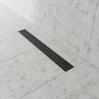 Modern Linear Grid Shower Drain with Removable Anti-Clog Hair Strainer Basket